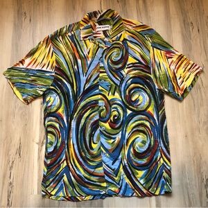 Rare Vintage Jams World Whirly Pop Swirl Button-Down Shirt Made in Hawaii